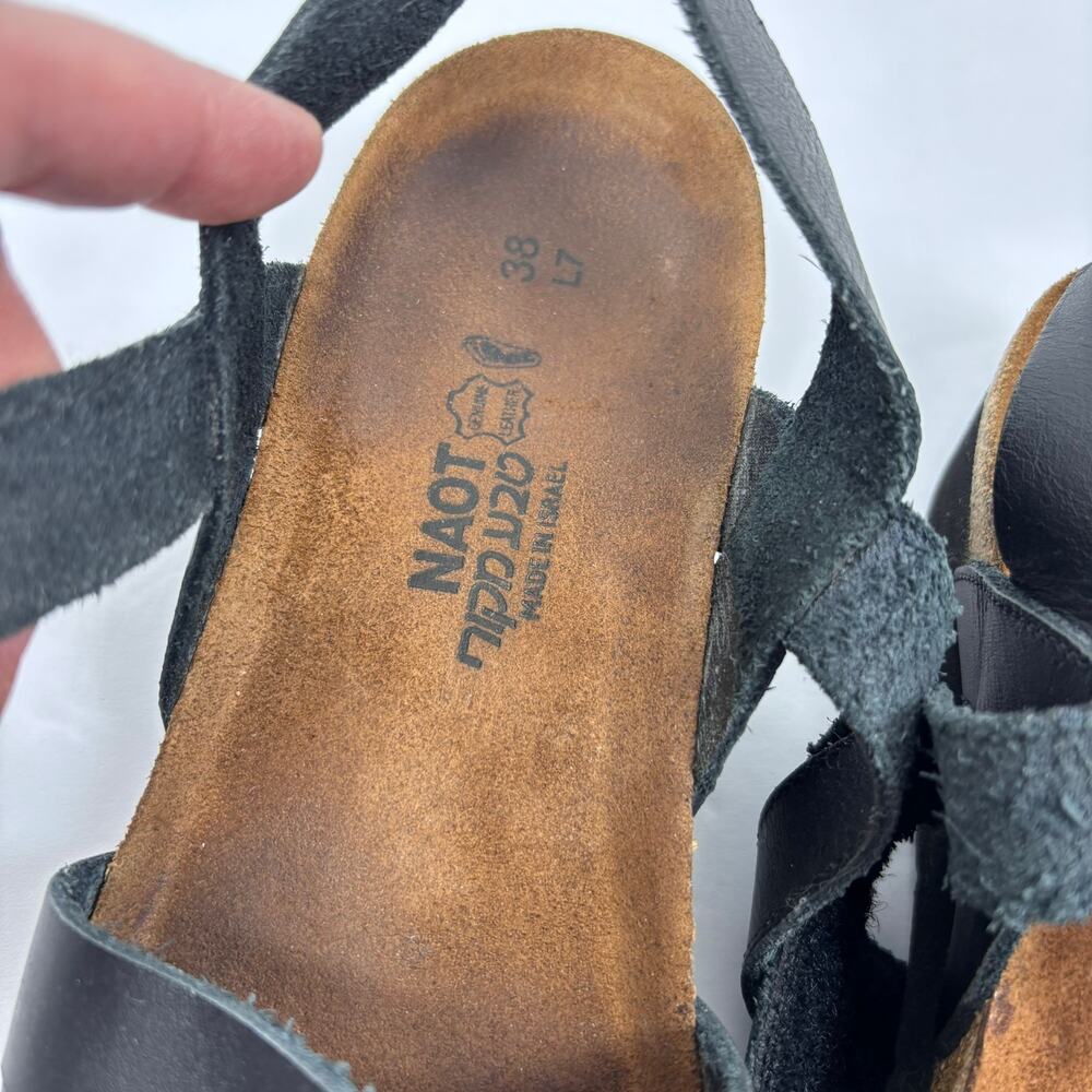 Naot Kayla Sandals 38 / 7 Leather Strappy Slingback Wedge Comfort Beach Coastal - Picture 9 of 10